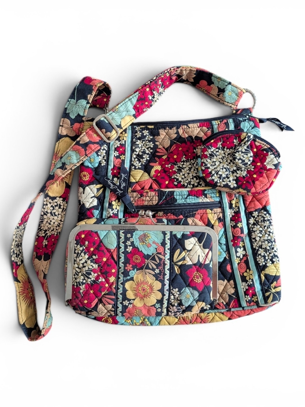 Vera Bradley Happy Snails Retired Pattern Bag with Clutch And Coin Purse.